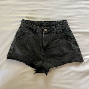 Black Raw Hem Denim Shorts